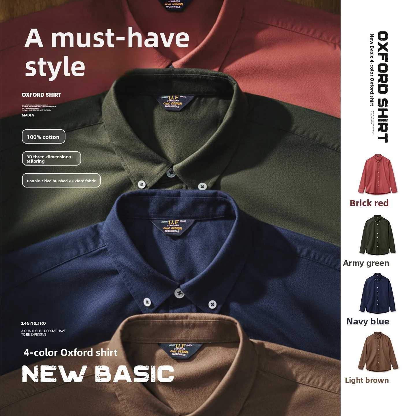 

Maden Casual Ox Cloth irt Long Sve Thin Cotton Men's Autumn Faion Workwear Classic Sle Pure Color Button up Top