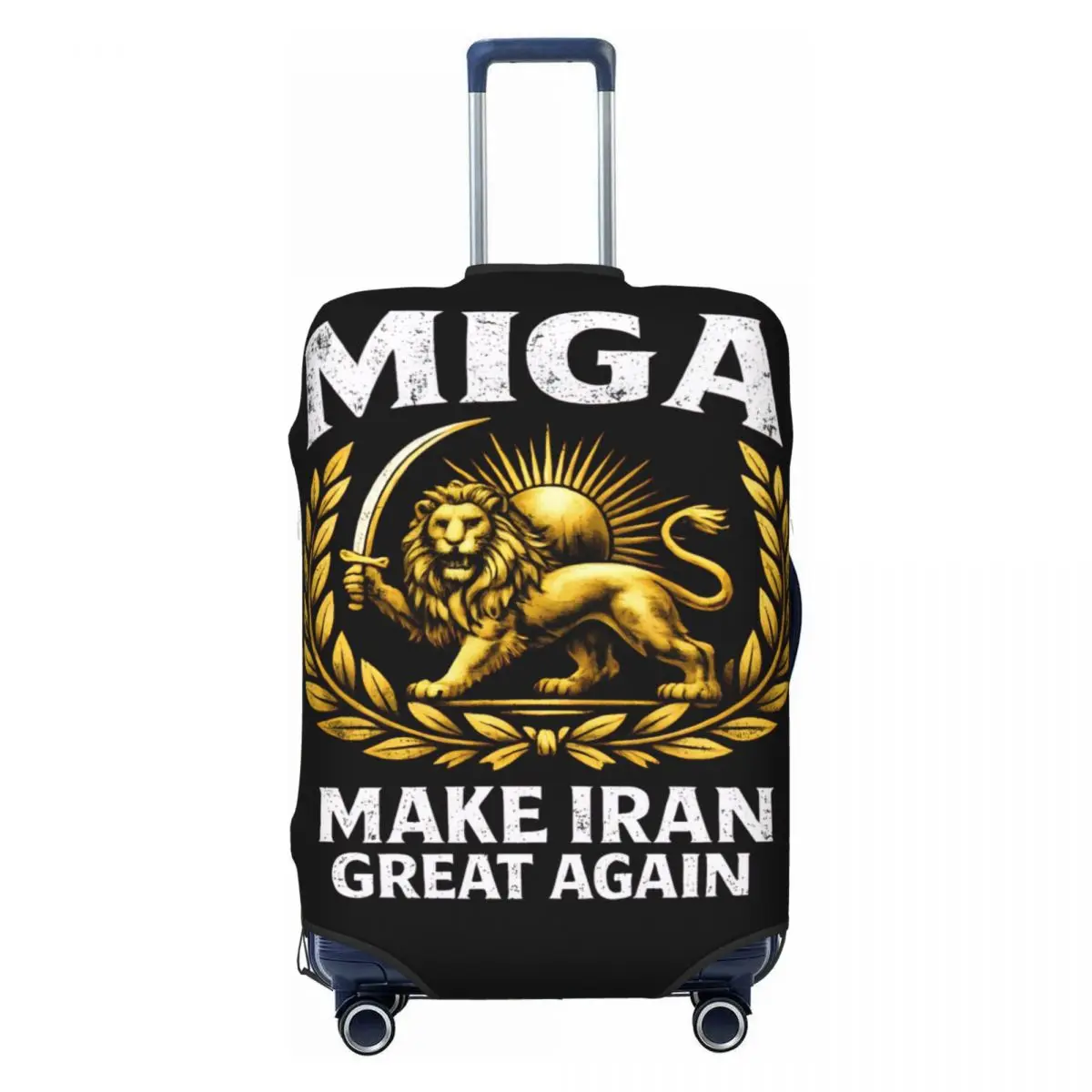 

Чехол для чемодана MIGA Make Iran Great Again с изображением персидского льва и солнца, практичный защитный чехол для багажа для отпуска и деловых поездок