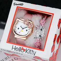 8Pcs New Hello Kitty Bracelet Sanrios Anime Fashion Simple Cat Diamond Beads Hand-Woven Couple Bracelet Holiday Gifts for Girls