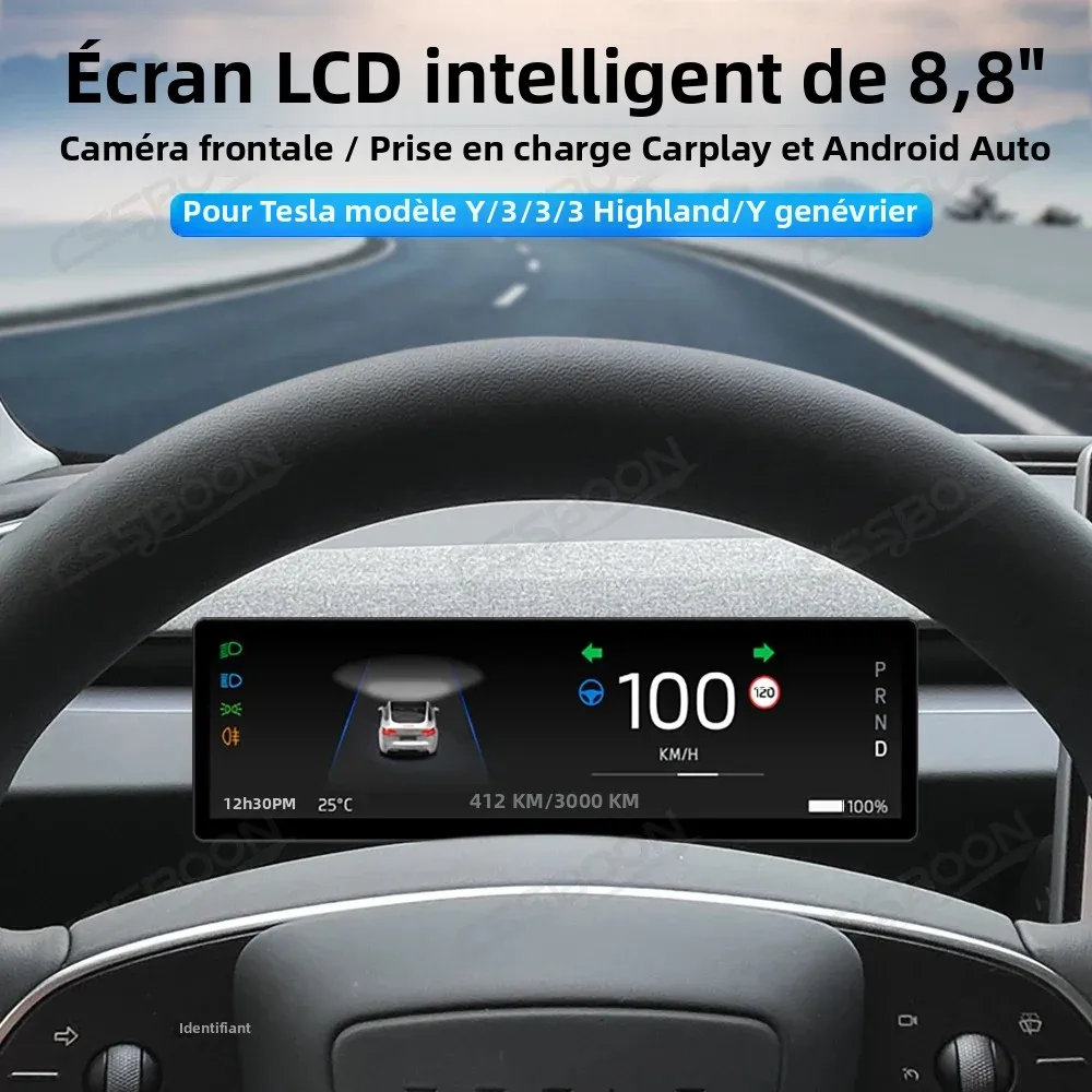 Image 3: Nouveau modèle Y Juniper, écran de tableau de bord de 8.8 pouces, Support CarPlay Android, Navigation automatique pour Modification Tesla, avertissement d'angle mort