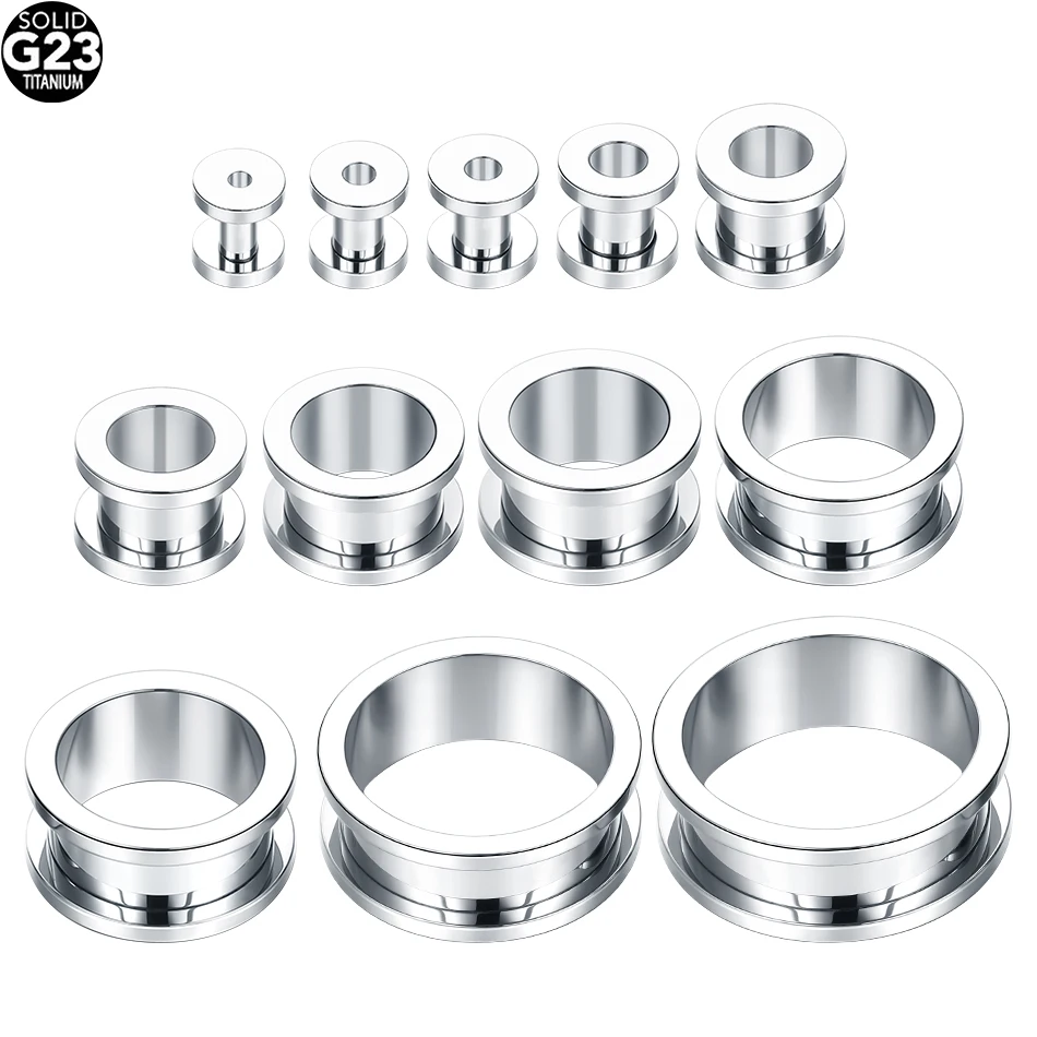 1/2PCS Titanium Ear Tunnel Expander Earrings Plugs Stretcher Piercings Jewelry Double Flared Screw Fit Gauges For Men 3MM-25MM