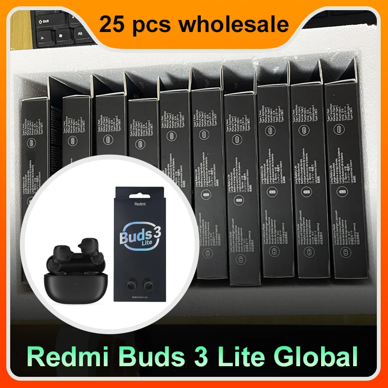 

Wholesale 25pcs Xiaomi Redmi Buds 3 Lite Global Edition Bluetooth Earphones True Wireless Headset with Charging Case for Running