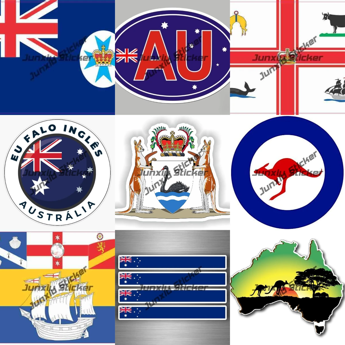 

Western Australia Coat of Arms Flag Waterproof Sticker Queensland Melbourne Sydney Australia Stripe Flag Decals for Car Bumper