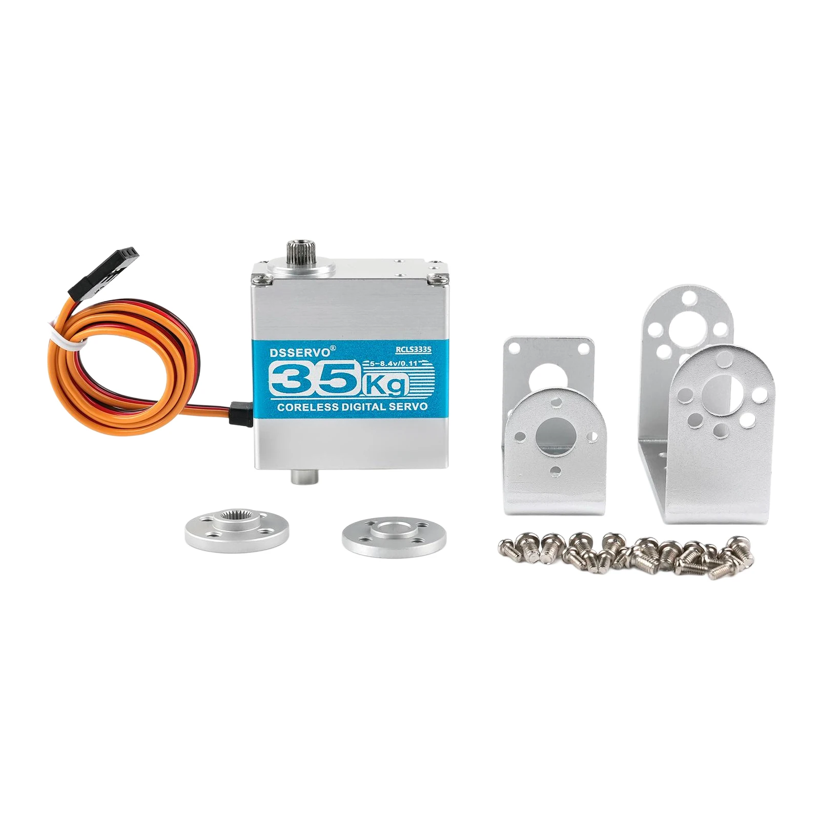 Roboterservo 35 kg RCLS3335 Ganzmetall-CNC-Getriebe-Digitalservo für Arduino RC-Servo, kernloser Motor, lange und kurze gerade U-Montage