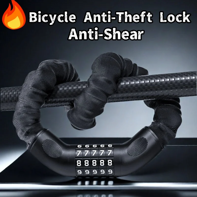 

Mountain Bike Anti-theft Lock, Shear-resistant Hammer-resistant, Anti-theft Keyless 5-digit Combination Lock Portable Chain Lock