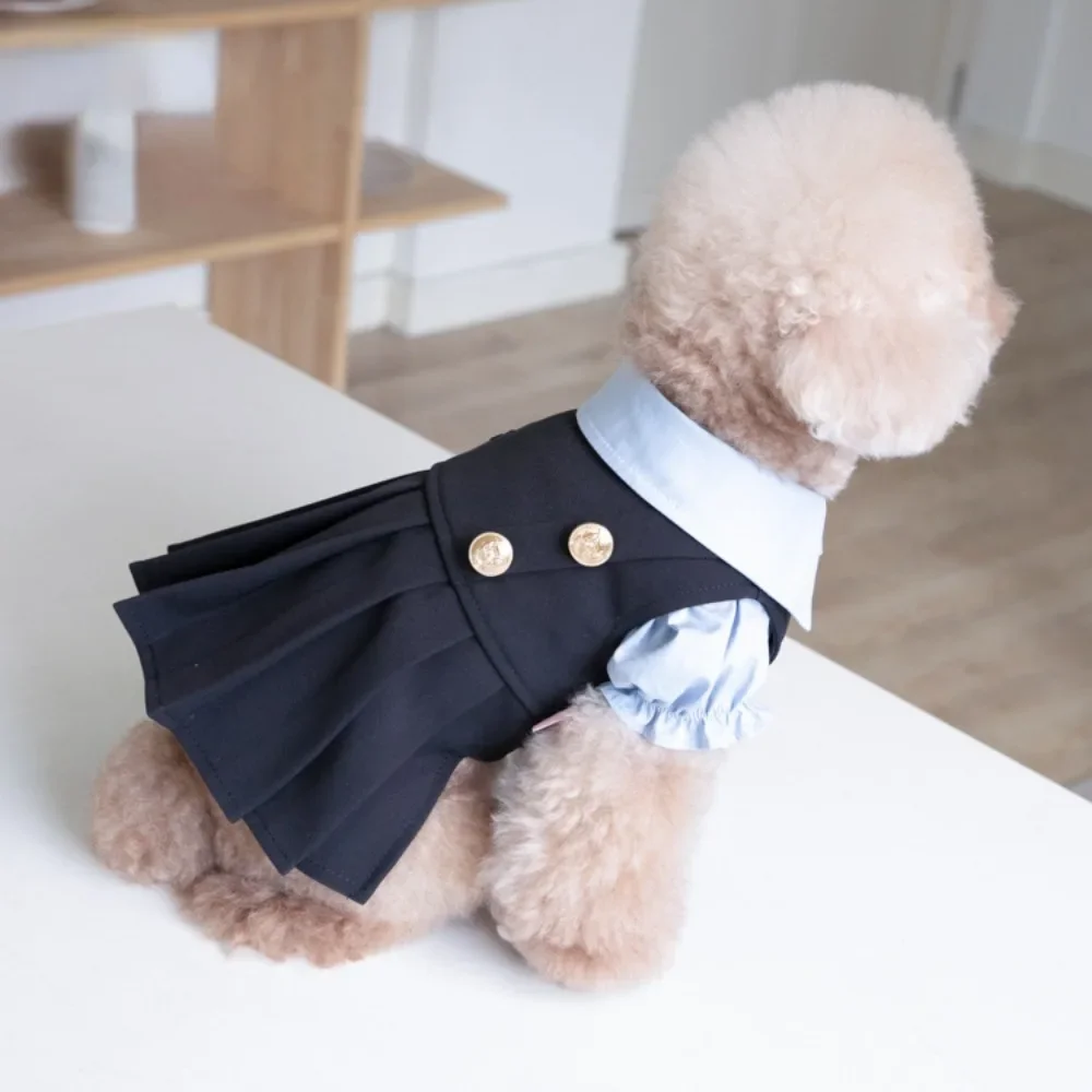 Pet Autumn Winter INS Dog School Uniform Skirt Cute Pleated Skirt Dog Shirt Pet Clothing Cat and Dog Clothing Pet Clothing Teddy