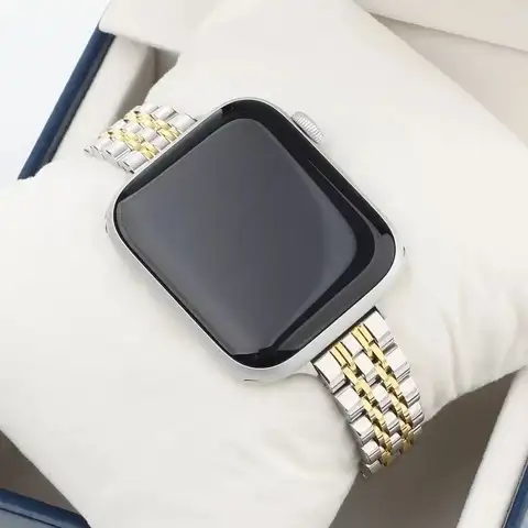 Apple Watch 밴드 용 스테인레스 스틸 팔찌 38mm 40 42 44 45 46 49 41mm iWatch 10 9 8 7 SE 6 5 용 로즈 골드 실버 팔찌