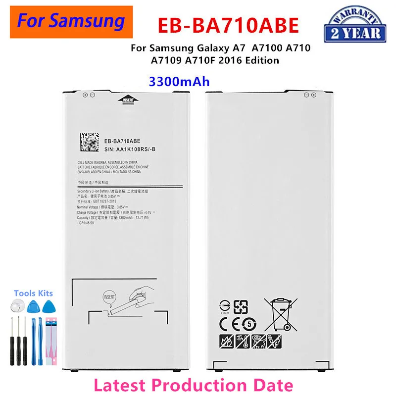 

Brand New EB-BA710ABE 3300mAh Battery For Samsung Galaxy A7 A7100 A710 A7109 A710F 2016 Edition Mobile Phone +Tools