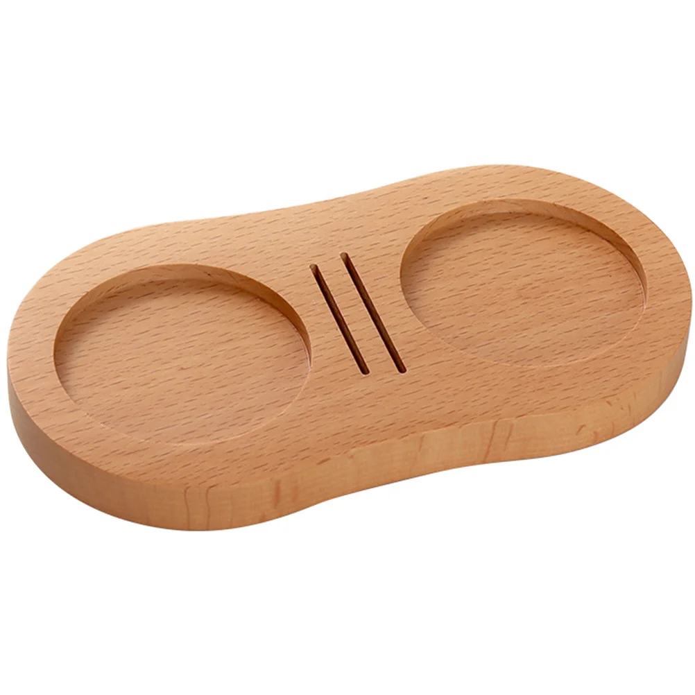 

Wooden Powder Seat Wear-Resistant Tamper Stand Two-Slot Tamper Holder for Household Coffee Accessories