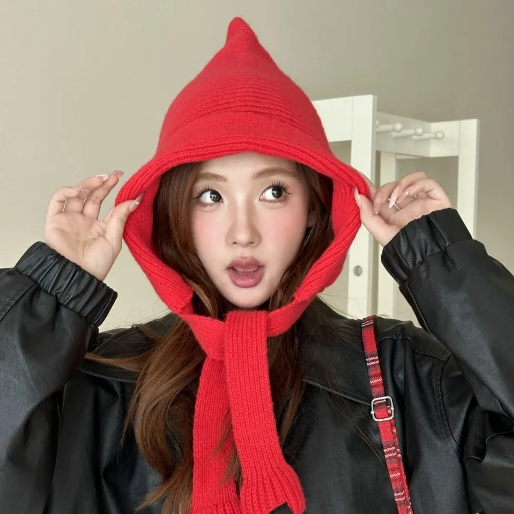 

Neckerchief Korean Style Balaclava Cap Ear Protection Thicken Knitted Beanies Hats Windproof Soft Scarf Hat Outdoor