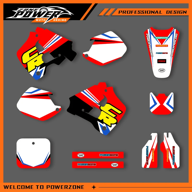 

POWERZONE Motocross Graphics Background Sticker Decal Kits For HONDA 1991 1992 CR125 CRF250 Customized Number 03