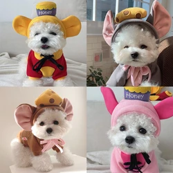 Two Feet Hoodie for Dogs and Cats, Kawaii Cartoon, Bear, Pig, Mushroom Design, Outdoor Warm Role Play Clothes, Pet Clothes, Autu