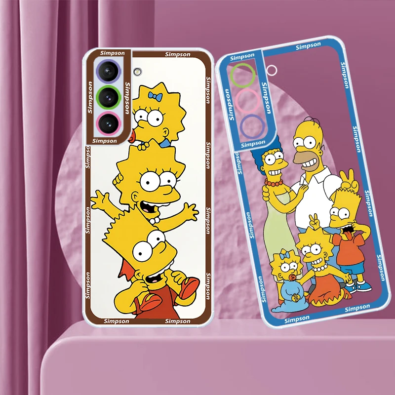 Disney Simpsons Family Girl Transparent Phone Case For Samsung S23 S22 Ultra S21 S20 FE S10 Note20 10 Plus 5G Angel Eyes