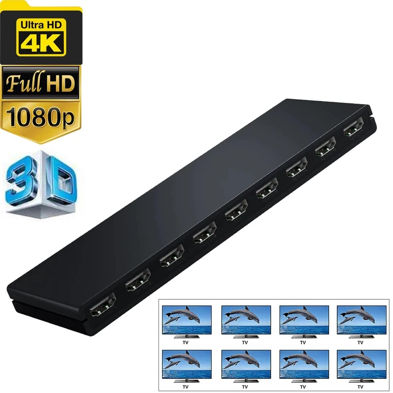 HDMI Splitter 1X8 4K 30Hz 8-Port HDMI Splitter distributor 1 in 8 out Splitter HDMI for PS5 PS4 XBox Apple TV HDTV Monitor HDMI