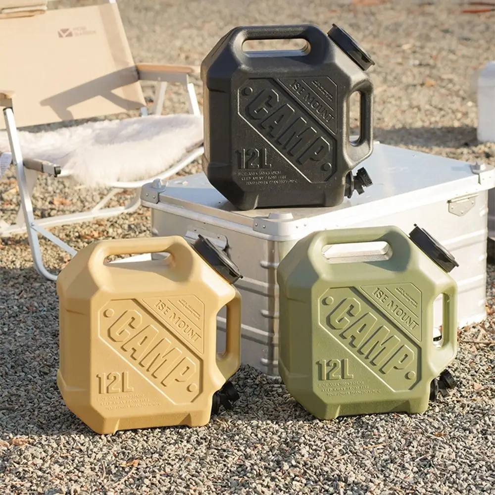 Portable Water Storage Container Double Grip 12L Outdoor Drinking Bucket Wear-resistant Leak-proof Camping Water Tank