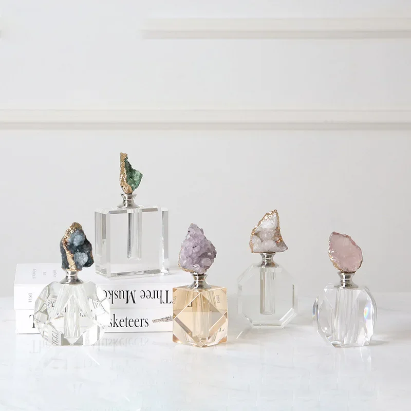 

Ins Nordic Electroplating Light Luxury Agate Perfume Bottle Home Hotel Fashion Crystal Crafts Model Room Jewelry Ornaments Fairy