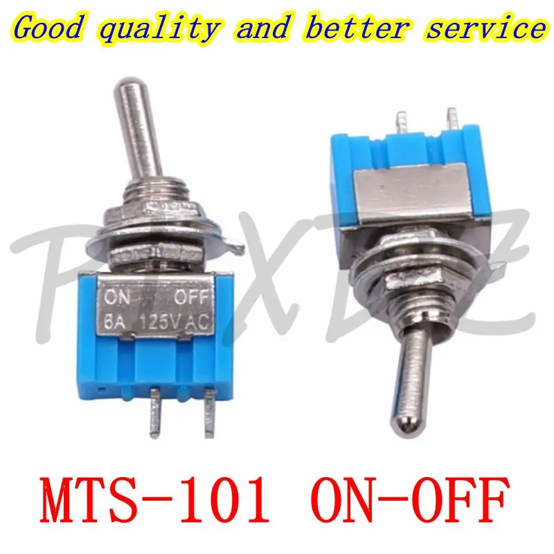 2-10pcs/LOT MTS101 Blue Mini MTS-101 2 Pin SPDT ON-OFF AC125V/6A Miniature Toggle Switches