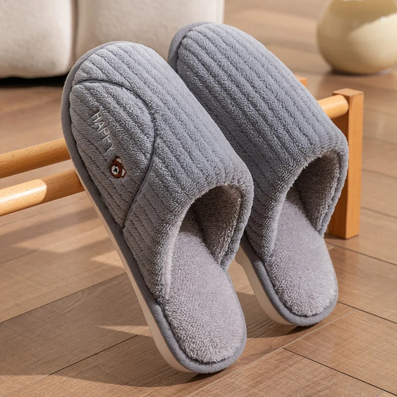Winter Plush Slippers for Women & Men - Cozy Couple House Shoes, Non-Slip Indoor Slides with Warm Fleece Lining for Home
