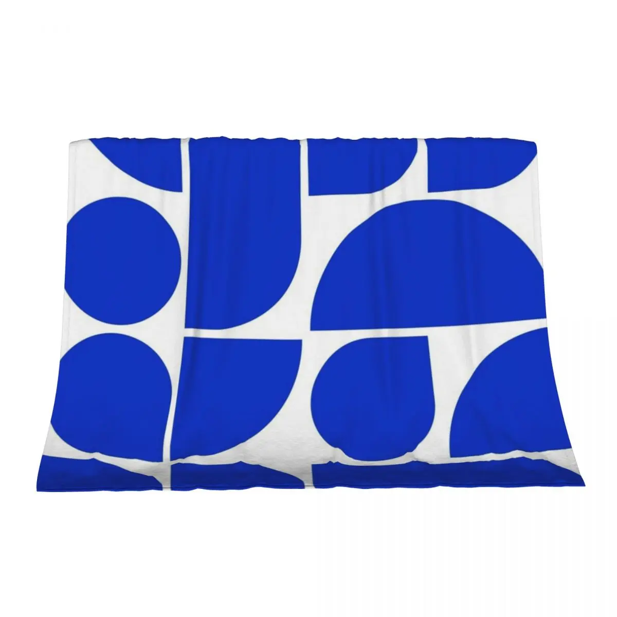 

Minimal Geometric Shapes 05 Abstract Art Mid Century Bauhaus Inspired Persian Blue Throw Blanket blankets ands Blankets