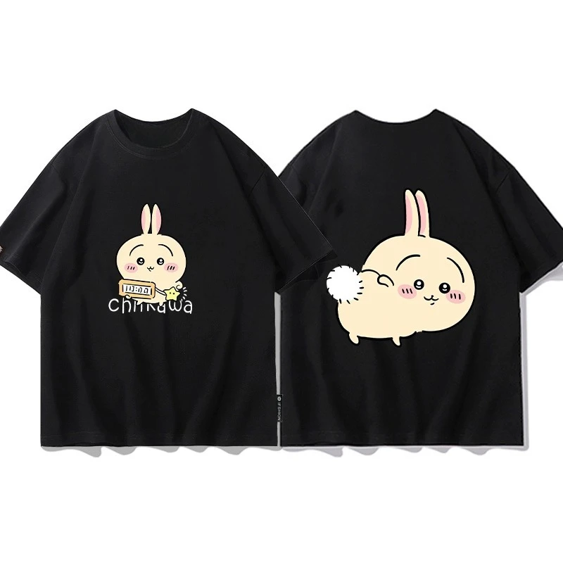 Chiikawa Cute Kawaii Anime Starry Tee Men's Women's Black Retro Cool Graphic Art Print Oversized Short Sleeve Streetwear Top