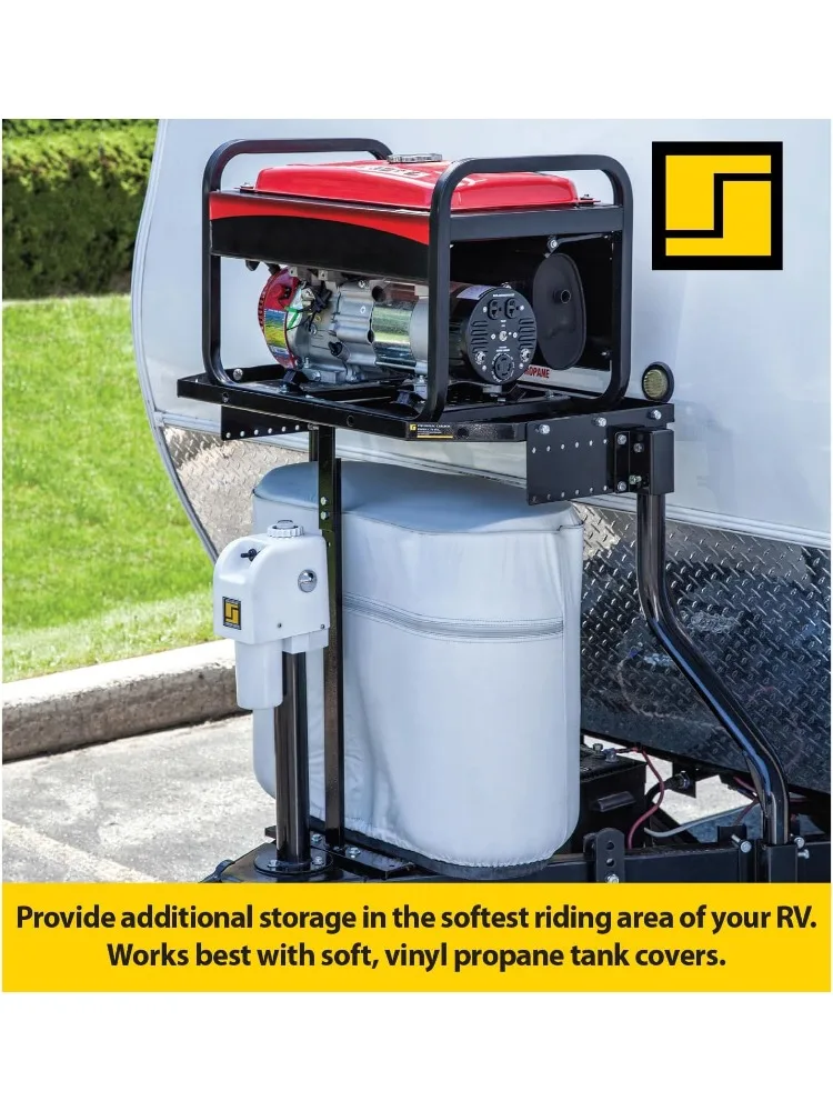 CC-255 トレーラー トレイ - RV およびキャンピングカー用の屋外および発電機保管用 A フレーム カーゴ キャリア - ブラック