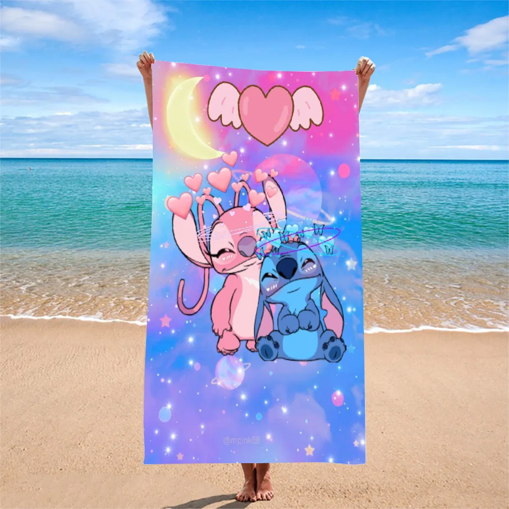 1 PC Stitch Cartoon Disney Collection Beach Towel - Super Absorbent, Quick Dry, Lightweight, Soft & Oversized Microfiber Beach B