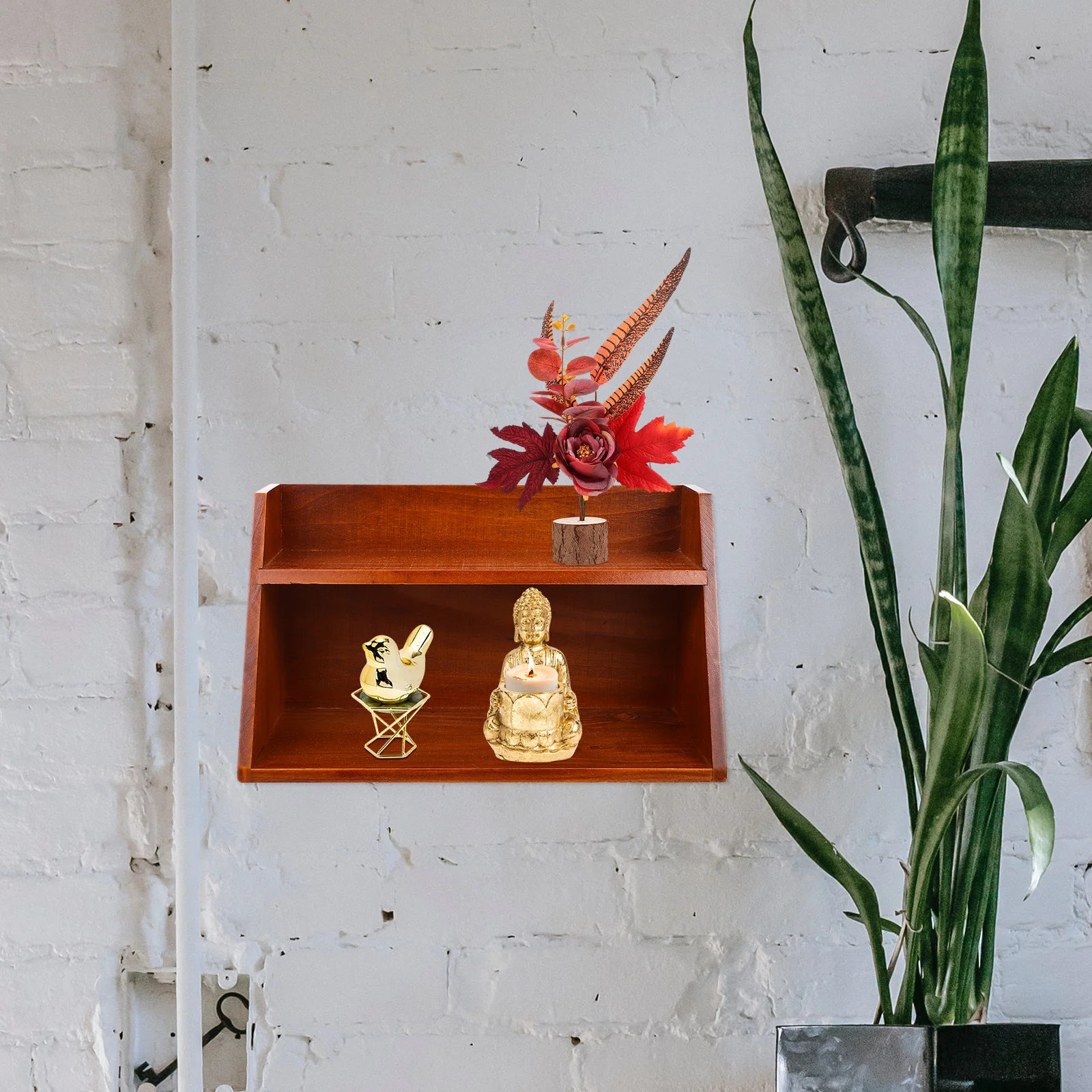 

Desktop Storage 3-layer Multi-purpose Shelving Small Size Home Office Use Wooden Desktop Storage Rack Shelf