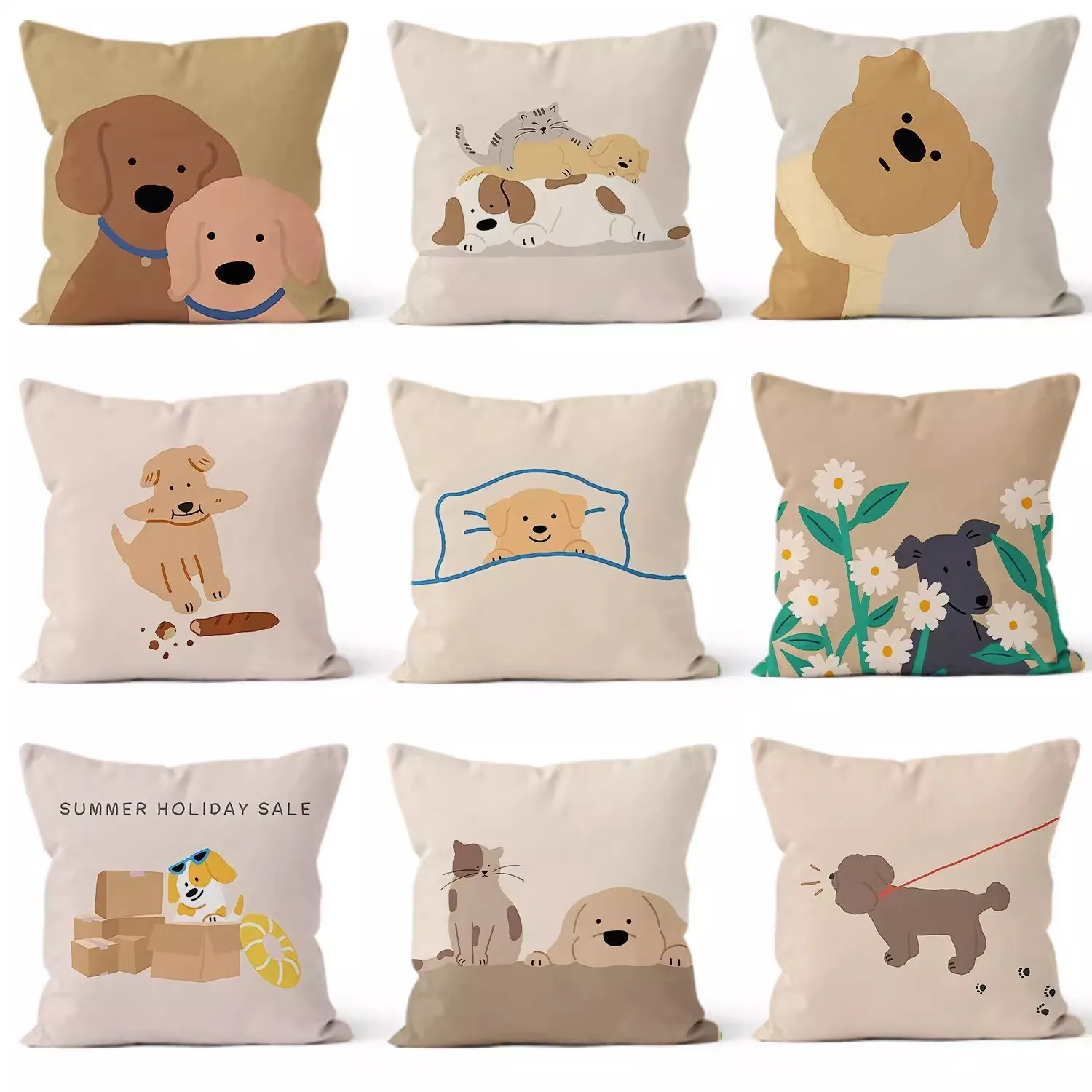 Cartoon Healing Dog Pillowcase Dormitory Decoration Office Living Room Sofa Home Pillowcase