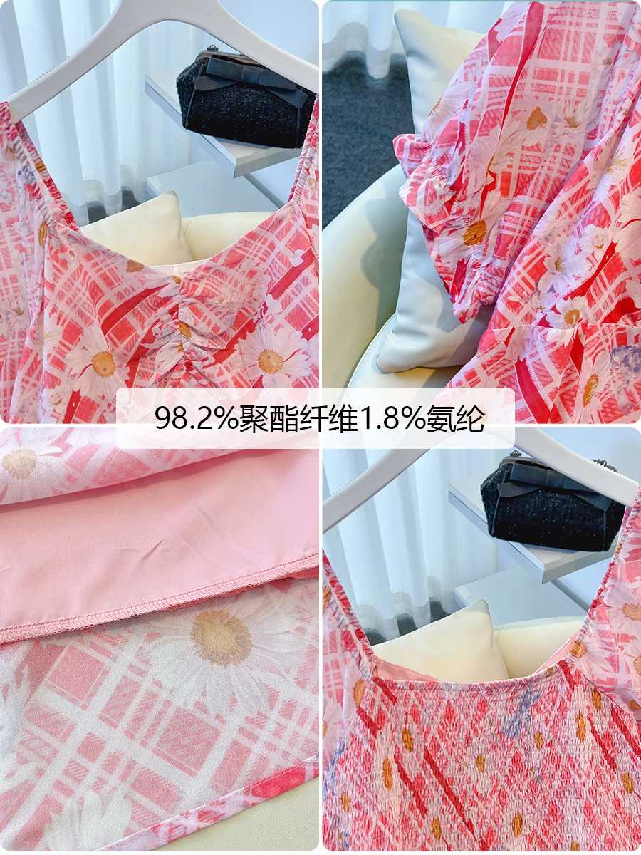 150Kg 플러스 사이즈 여성 바스트 132-160 여름 느슨한 반팔 스퀘어 넥 꽃 드레스 레드 5XL 6XL 7XL 8XL 9XL