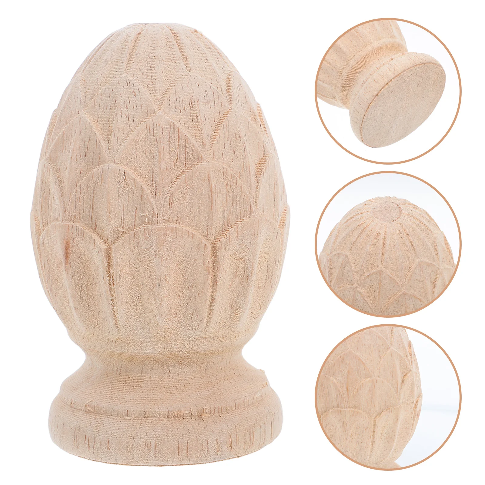 

3.14Inch Wooden Pineapple Finial European Style Carved Stair Toppers Decorative Wood Column Ends For Indoor Decor Crafts Fence