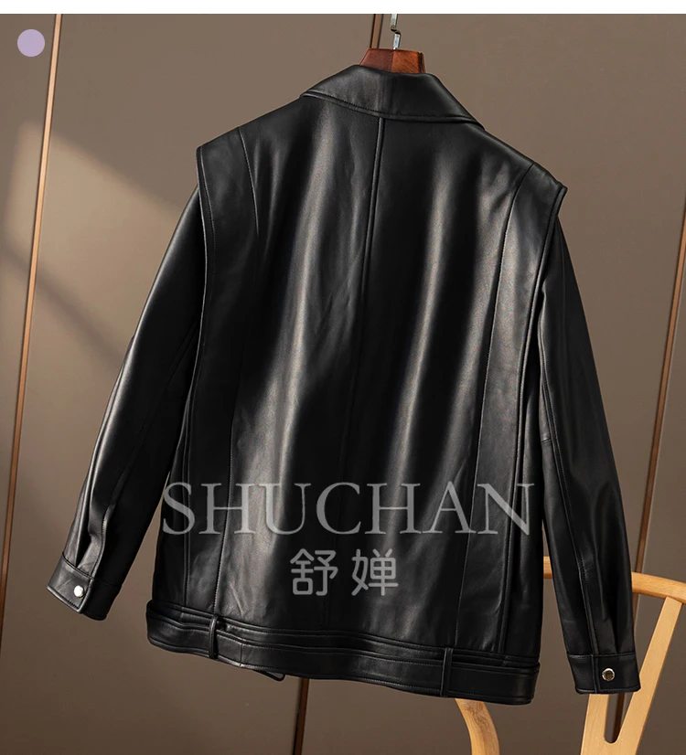 Italian-style Luxury Loose Sheepskin Leather Jacket Women Real Leather Jacket Women  Casacos Femininos Inverno 2024 Autumn