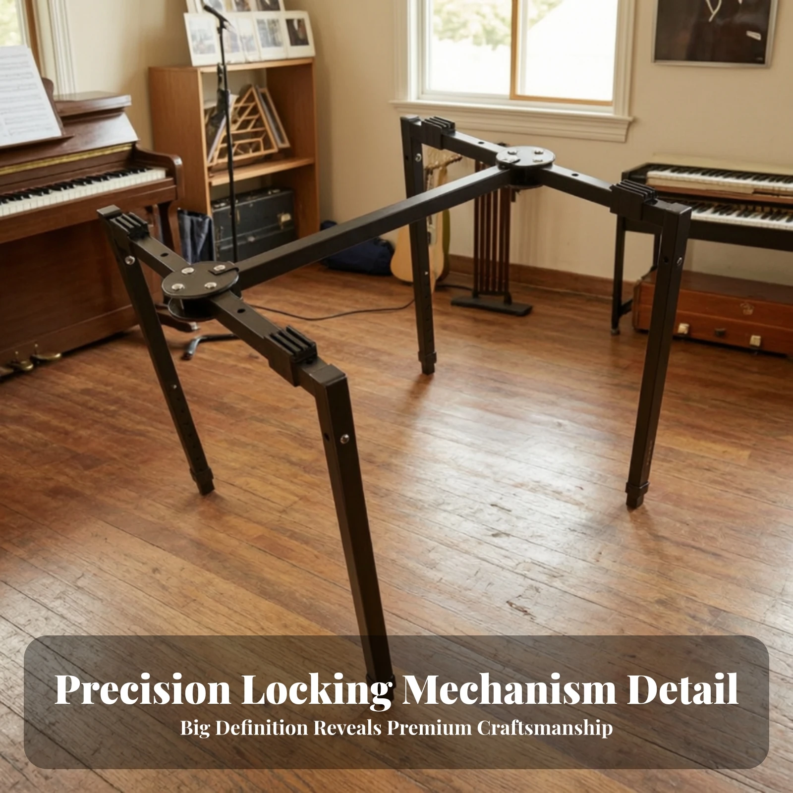 Folding Instrument Stand Heavy-Duty Four-Leg Instrument Stand Support Long-Lasting Easy to Transport for Musicians, Stage