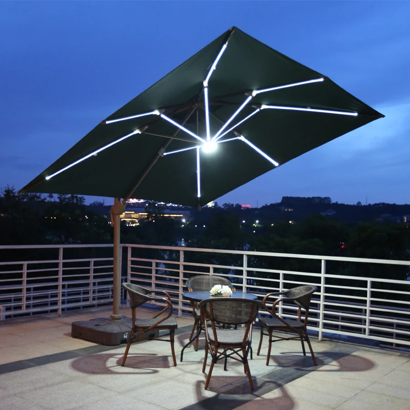 Best Selling Beach Patio Garden Umbrella Solar Panel Parasol  Power Outdoor LED  