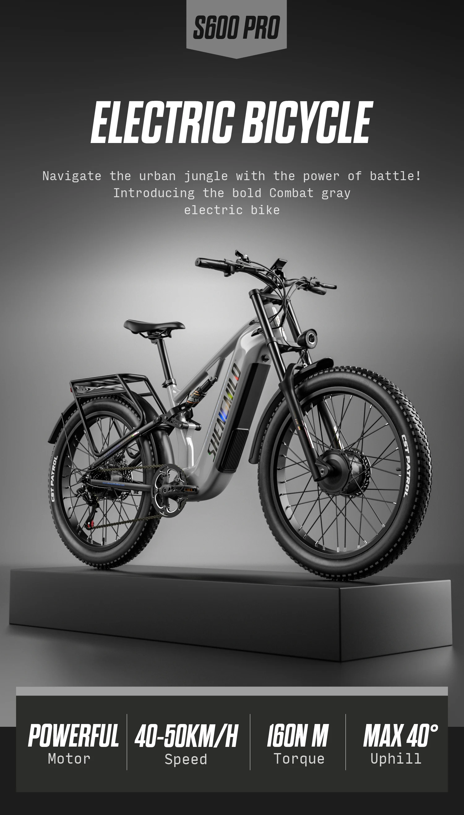 Shengmilo S600 pro Latest Version Adult Electric Bicycle, 48V 25Ah Battery, 80‑90KM Long Range under Pedal‑Assist Mode, 26*3.0‑Inch All‑Terrain Wide Tires, Urban Commuting E‑Bike