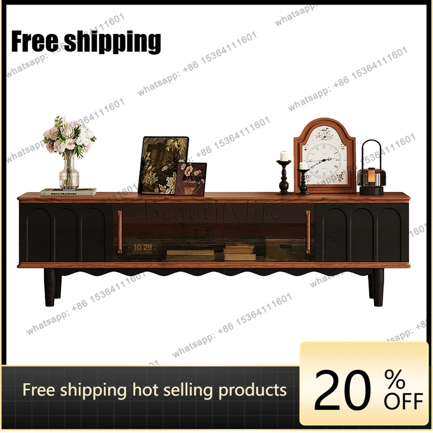 Factory Direct Sales French Retro Solid Wood TV Cabinet