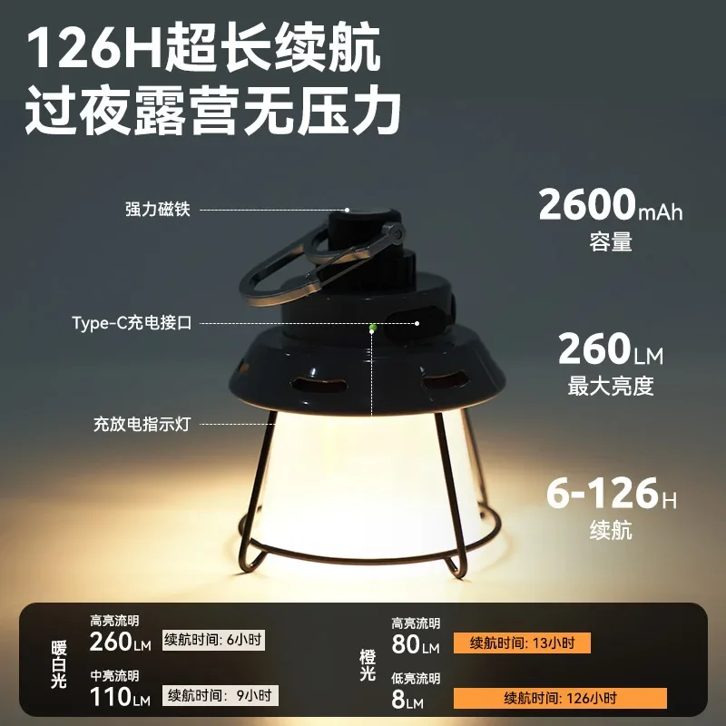 Lampada da esterno con semi di loto, atmosfera di illuminazione da campeggio, lampada portatile da campeggio a LED, lunga durata della batteria