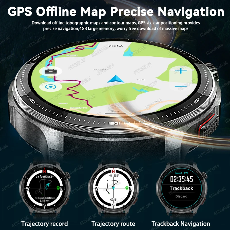 Newly T-Rex3 Ultra 4GB Memory GPS Sports Smart Watch Offline Map 1.43" AMOLED Display 3ATM Flash Charge Fitness Call Smartwatchs