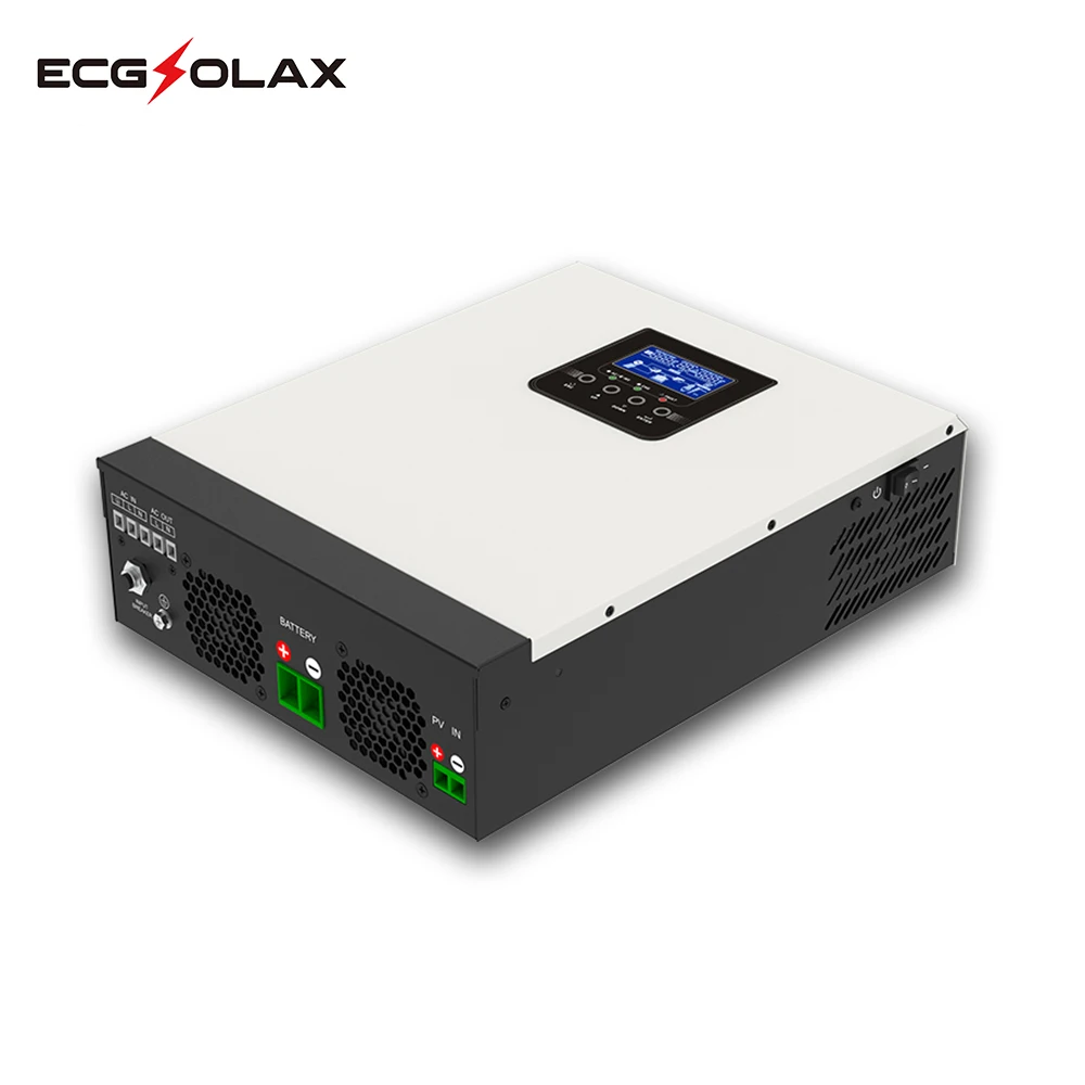 ECGSOLAX Off Grid Solar Inverter PWM 2400W 24V 80VDC Pure Sine Wave Hybrid Inverter Built-in PWM Solar Charge Controller 230VAC