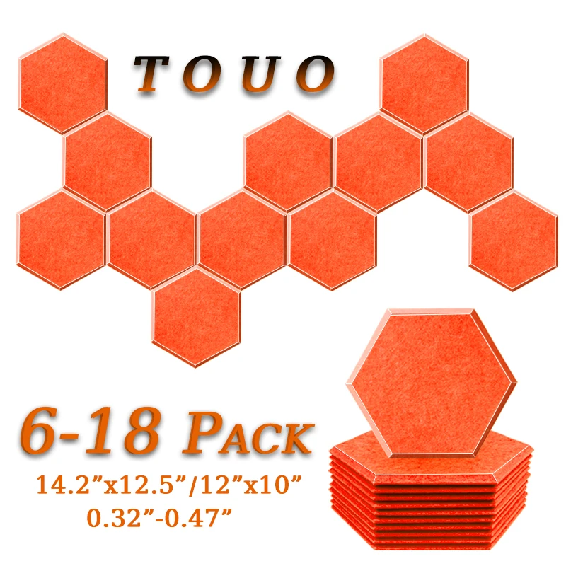 

TOUO Acoustic Panel Home Cinema Acoustic Treatment 6/12/18 Pcs Sound Insulation Material Flame-Retardant Soundproof Wall Panels