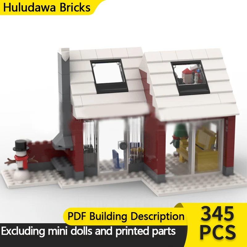 

Модель City Street View MOC, строительные кирпичи, зимние лыжи, праздник, дом, модульная технология, детские праздничные подарки, сборка игрушек, костюм