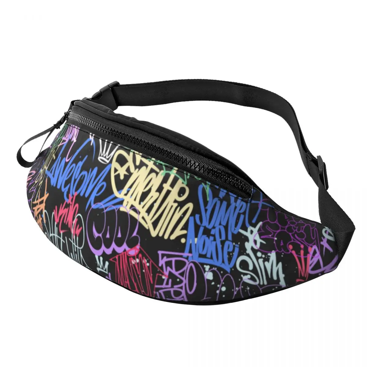 Custom Casual Kleurrijke Straat Graffiti Muur Tags Art Fanny Pack Mannen Vrouwen Crossbody Heuptas Voor Camping Telefoon Geld Pouch