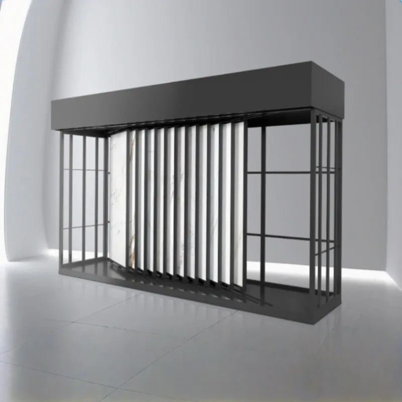 Modern Foldable Metal Marble Ledges Pull-out Rack Floor Display Unit for Retail Shops