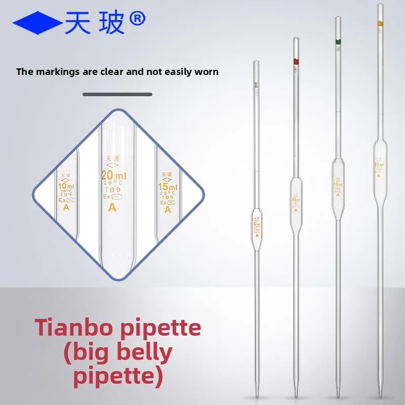 Tianbo Grade A Bulb Pipette 1/2/3/5/10/15/20/25ml Liquid Sampling Single Mark Lab Dropper