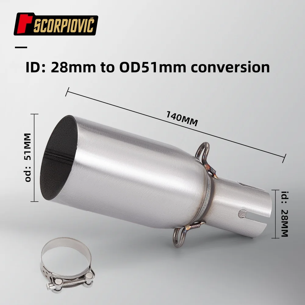 28 32 38 45mm Adapter 51mm Auspuffabschnitt Zerstörungsfreie Installation Motorrad Auspuffrohr Modifikation Auspuff Mittelteil