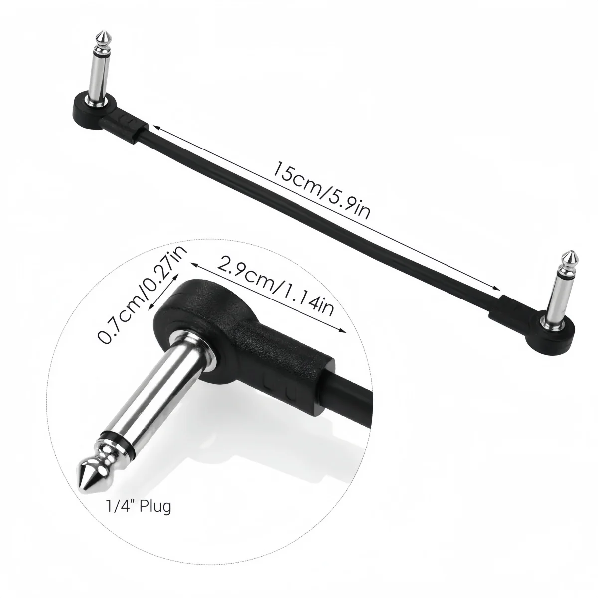 Miwayer 15cm Guitar Effect Pedal Flat Patch Cables, 1/2/4/6pcs Kit, 1/4 Right Angle Connector Low Noise Copper Core