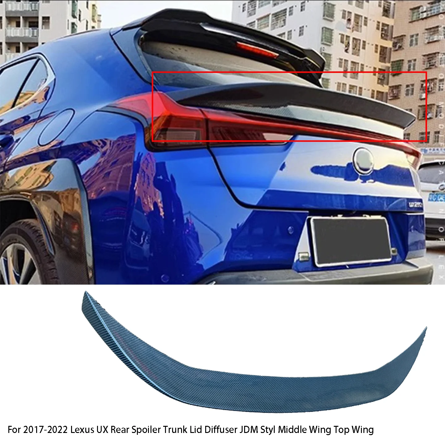 

For 2017-2022 Lexus UX 100% Real Carbon Fiber Highquality Rear Spoiler Trunk Lid Diffuser JDM Styl Middle Wing Top Wing