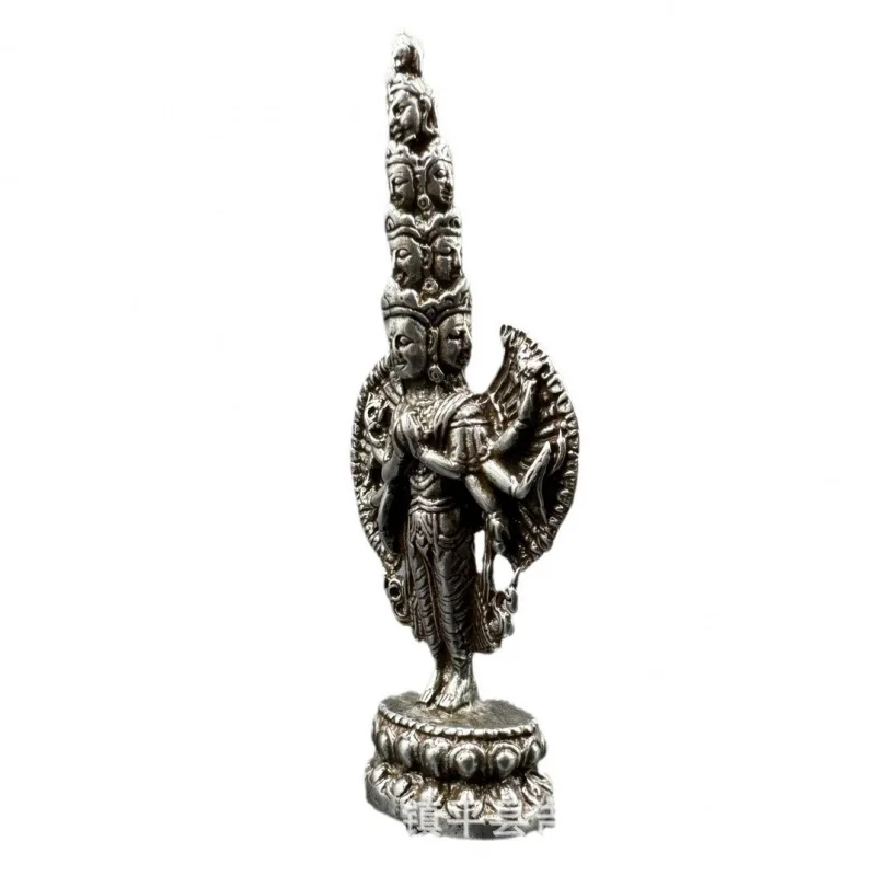 Thousand-Hand Guanyin Ornament Tibetan Nepal Iron Buddha Four-Armed Guanyin Desktop Decoration Craft Buddha Statue