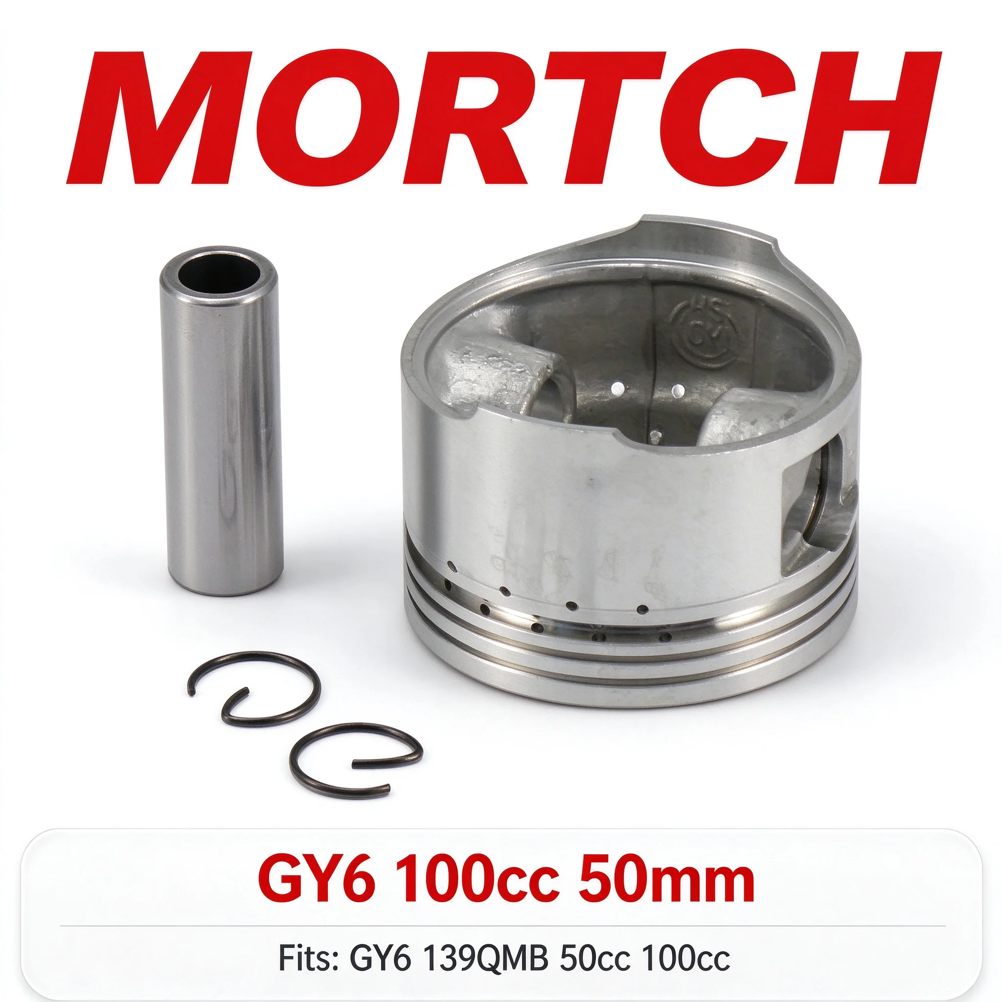 GY6 100cc Piston 50mm Bore with Pin Circlips 139QMB 4-Stroke Scooter Engine Parts
