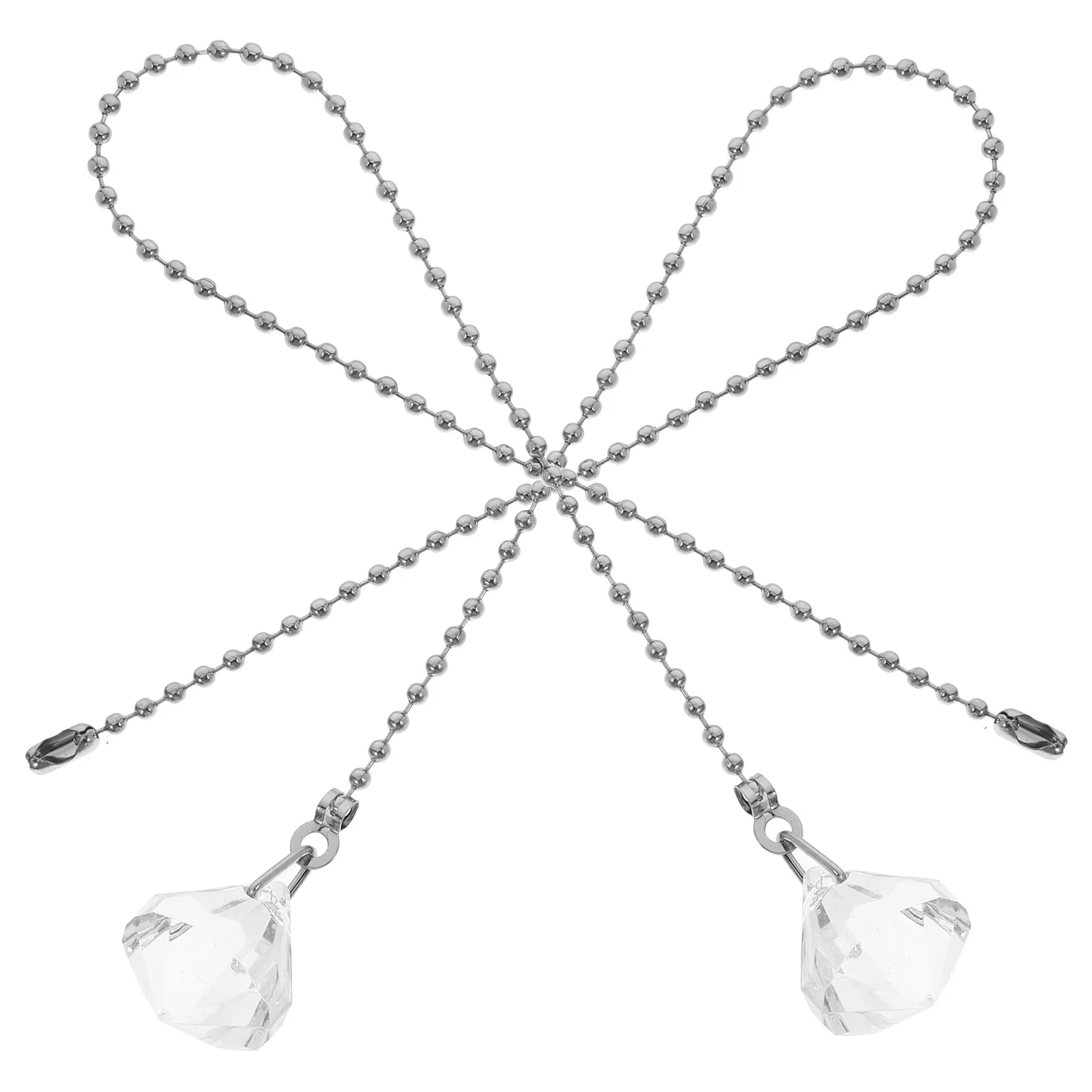 

2 Pcs Switch Crystal Zipper Ceiling Fans Pull Chain Ornaments Pulls Decorative Decorate Light Extenders Extension Acrylic