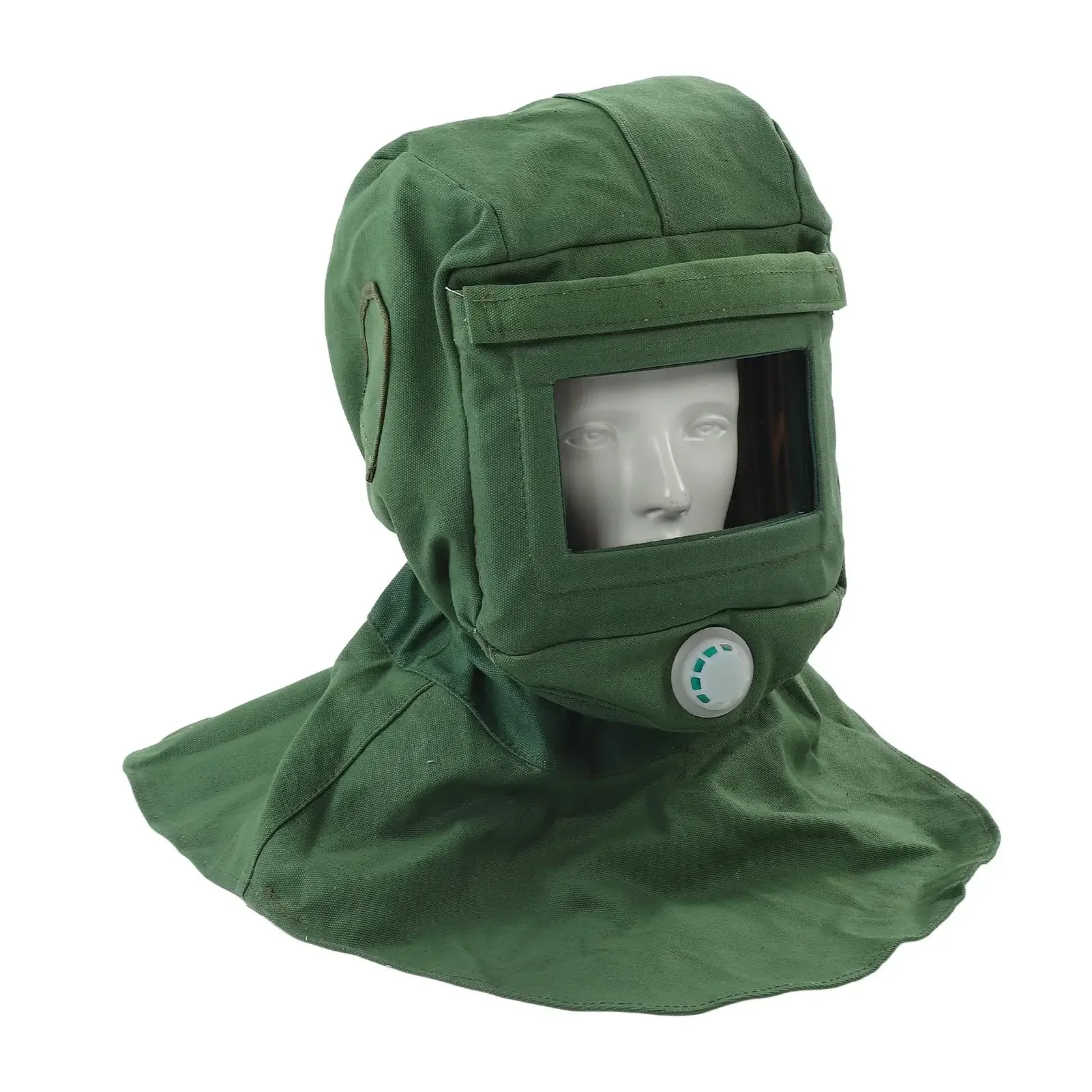 Sand Blasting Hood Cap Face Shield Vent Dustproof Windproof Canvas Shawl Cut Scratch Heat Resistant Neck Protector